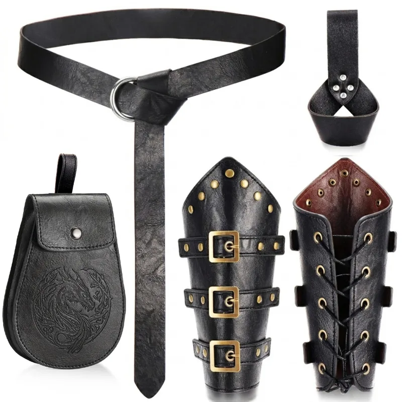 Free Cosplay Prop Patterns - 5pcs Renaissance Costume Accessories Leather Waist