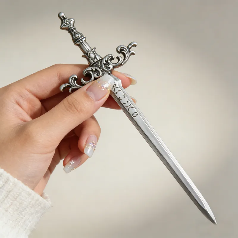 1pc Silver-Tone Sword Hair Sti - Cosplay Prop Dagger recension och pris